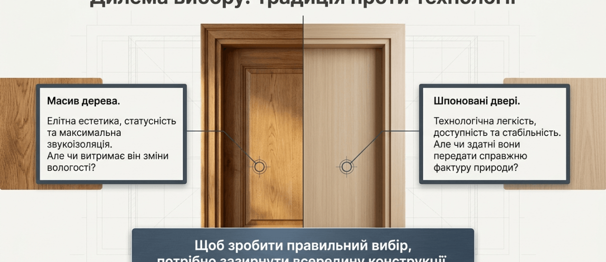 Двері зі шпону чи масив: переваги та недоліки