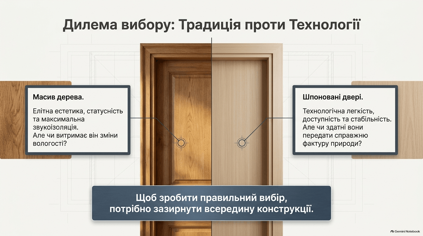 Двері зі шпону чи масив: переваги та недоліки